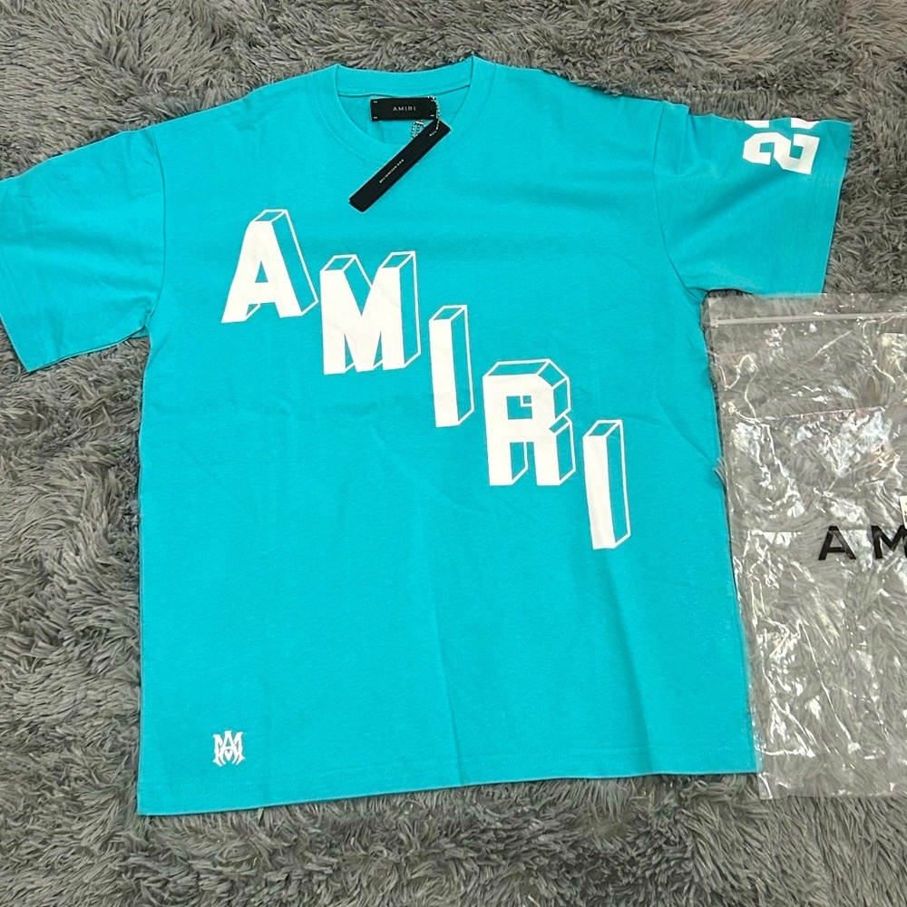 Blue Amiri tee 3d Logo